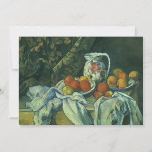 Stilleven, gordijn en kan door Paul Cezanne