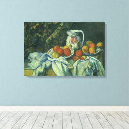 Stilleven, gordijn en kan door Paul Cezanne Canvas Afdruk