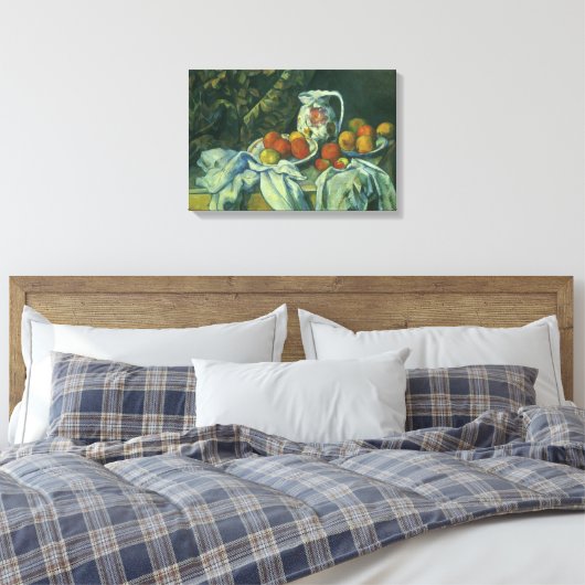 Stilleven, gordijn en kan door Paul Cezanne Canvas Afdruk (Insitu (Slaapkamer))