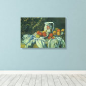 Stilleven, gordijn en kan door Paul Cezanne Canvas Afdruk (Insitu (Houten vloer))