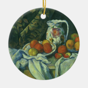 Stilleven, gordijn en kan door Paul Cezanne Keramisch Ornament
