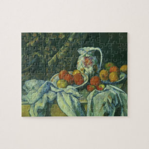 Stilleven, gordijn en kan door Paul Cezanne Legpuzzel
