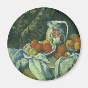 Stilleven, gordijn en kan door Paul Cezanne Magneet