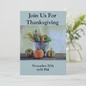 Stilleven herfst met pompoenen, bloemen kaart (Staand voorkant)