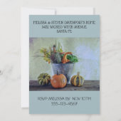 Stilleven herfst met pompoenen, bloemen kaart (Achterkant)