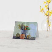 Stilleven herfst met pompoenen, bloemen kaart (Gele Bloem)