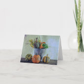 Stilleven herfst met pompoenen, bloemen kaart (Voorkant)