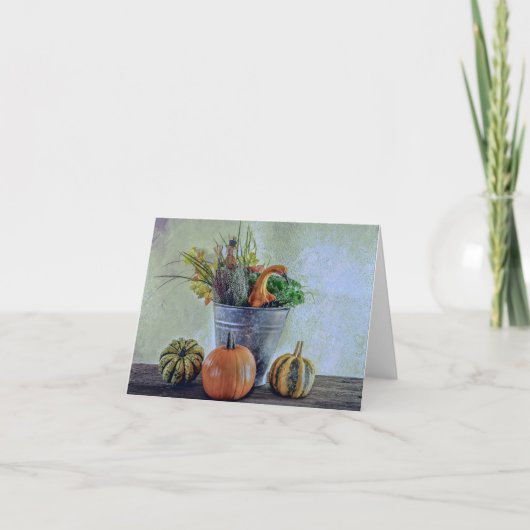 Stilleven herfst met pompoenen, bloemen kaart (Voorkant)