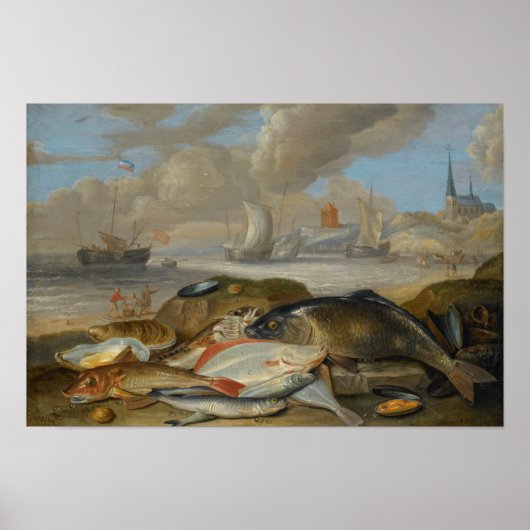  stilleven in een havenlandschap poster (Voorkant)