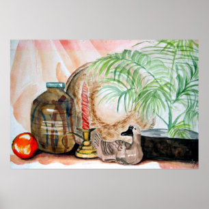 Stilleven in warme pasteltinten poster