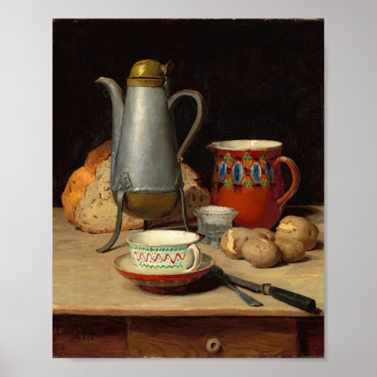 Stilleven, koffie en aardappelen | Albert Anker Poster (Voorkant)