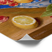 Stilleven kom fruit op tafel poster (Hoek)