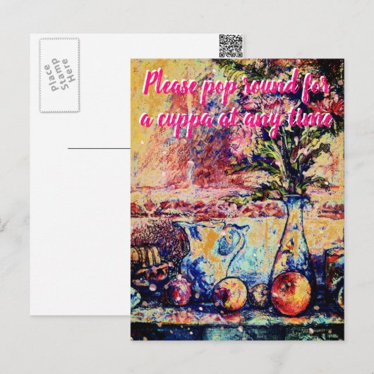 Stilleven Kom voor een Cuppa Briefkaart (Voorkant / Achterkant)