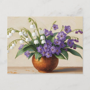 Stilleven lelietje-van-dalen bloemenschilderij op briefkaart