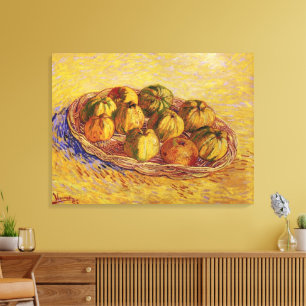 Stilleven, mand met appels van Vincent van Gogh Canvas Afdruk