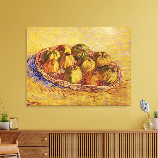 Stilleven, mand met appels van Vincent van Gogh Canvas Afdruk (Insitu (Woonkamer))