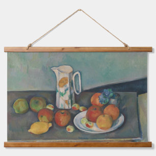 Stilleven, melkkan en fruit op een tafel, Cezanne Hangend Wandkleed