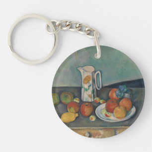 Stilleven, melkkan en fruit op een tafel, Cezanne Sleutelhanger