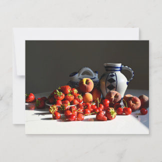 Stilleven met aardbeien, perziken en kersen briefkaart