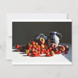 Stilleven met aardbeien, perziken en kersen briefkaart