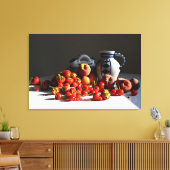 Stilleven met aardbeien, perziken en kersen canvas afdruk (Insitu (Woonkamer))