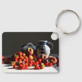 Stilleven met aardbeien, perziken en kersen sleutelhanger (Voorkant)
