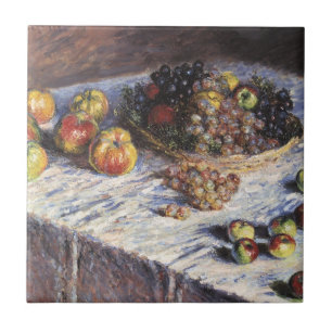 Stilleven met appels en druiven van Claude Monet Tegeltje