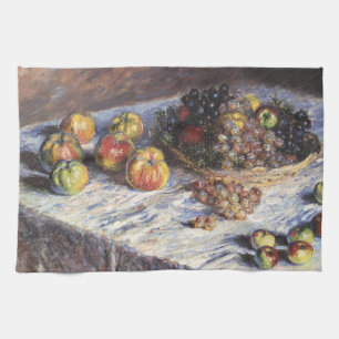 Stilleven met appels en druiven van Claude Monet Theedoek