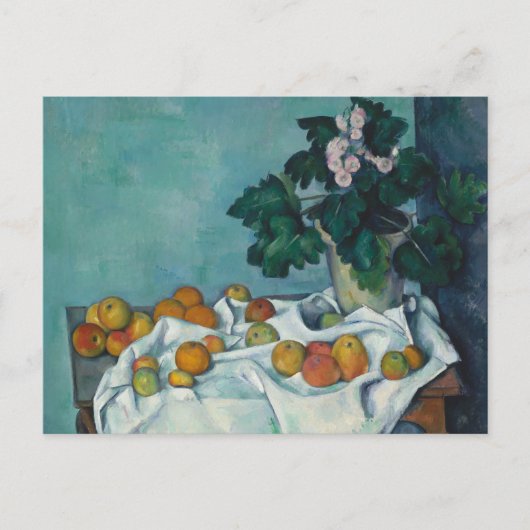 Stilleven met appels en een pot met primroses: briefkaart (Voorkant)