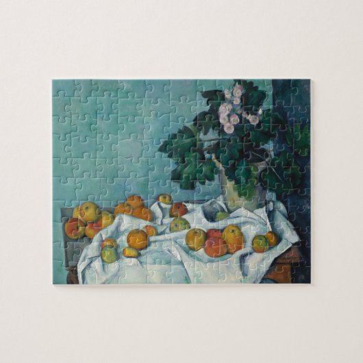Stilleven met appels en een pot met primroses: legpuzzel (Horizontaal)