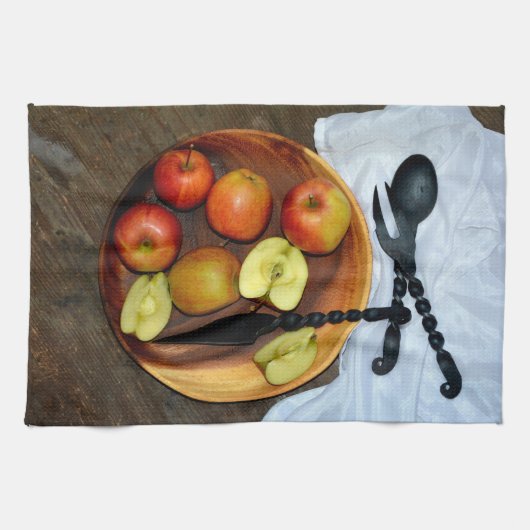Stilleven met appels theedoek (Horizontaal)