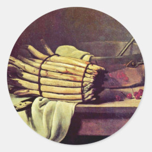 Stilleven met asperges door Bonvin François Ronde Sticker