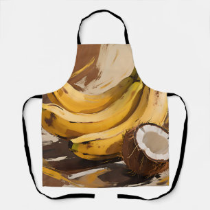 Stilleven met bananen en kokosnoot schort