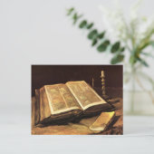 Stilleven met bijbel (F117) Van Gogh Fine Art Briefkaart (Staand voorkant)