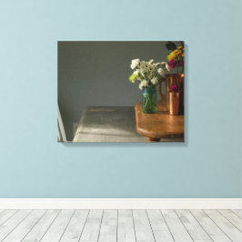 Stilleven met blauw glas canvas afdruk