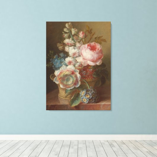 Stilleven met bloemen – Cornelis van Spaendonck Canvas Afdruk (Insitu (Houten vloer))