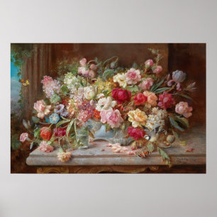 Stilleven met bloemen door Hans Zatzka - poster