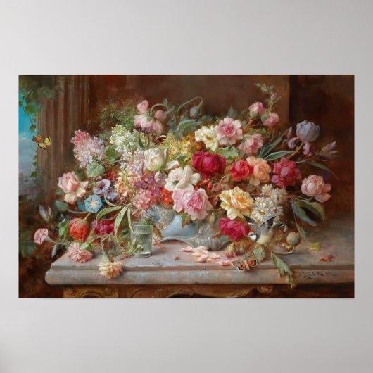 Stilleven met bloemen door Hans Zatzka - poster (Voorkant)