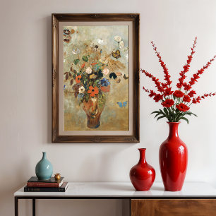 Stilleven met bloemen door Odilon Redon.  Poster