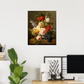 Stilleven met bloemen en fruit, 1827 poster (Thuiskantoor)