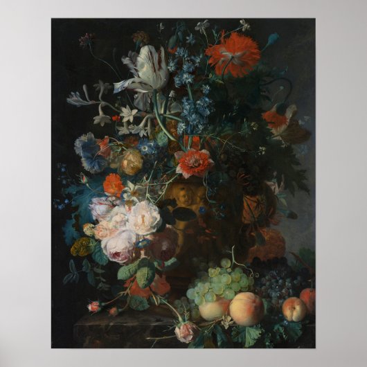 Stilleven met bloemen en fruit Jan van Huysum Poster (Voorkant)
