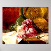Stilleven met bloemen en glas, poster (Voorkant)