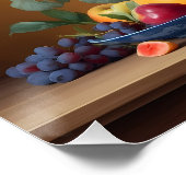Stilleven met Bloemen in Delftbaluwe vaas en Fruit Perfect Poster (Hoek)