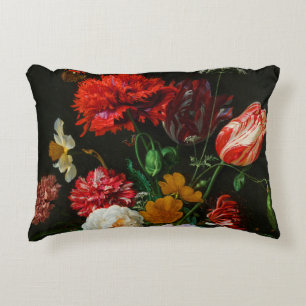 Stilleven met bloemen in een glazen vaas accent kussen