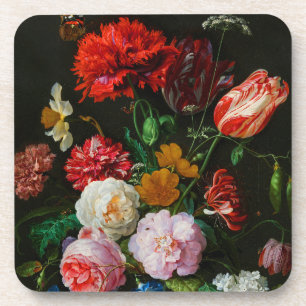 Stilleven met bloemen in een glazen vaas bier onderzetter
