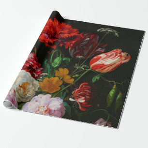 Stilleven met bloemen in een glazen vaas cadeaupapier