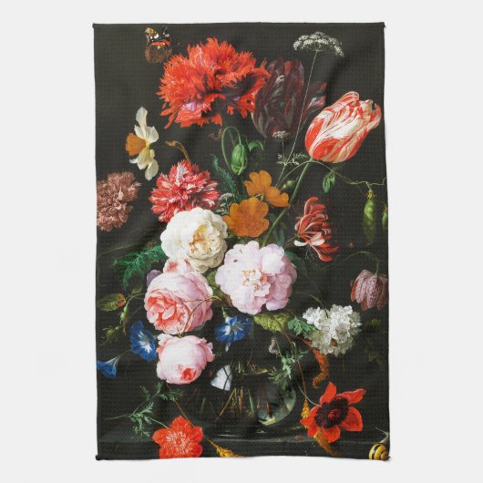 Stilleven met bloemen in een glazen vaas Classic Theedoek (Verticaal)