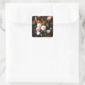 Stilleven met bloemen in een glazen vaas Classic Vierkante Sticker (Tas)