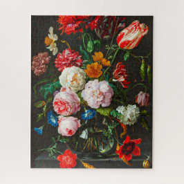 Stilleven met bloemen in een glazen vaas de Heem  Legpuzzel