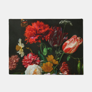 Stilleven met bloemen in een glazen vaas deurmat